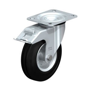 Transport wheels - Swivel castors with brake - Ø125 mm (Rubber)