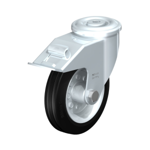Transport wheels - Swivel castors with bolt hole and brake - Ø150 mm (Rubber)